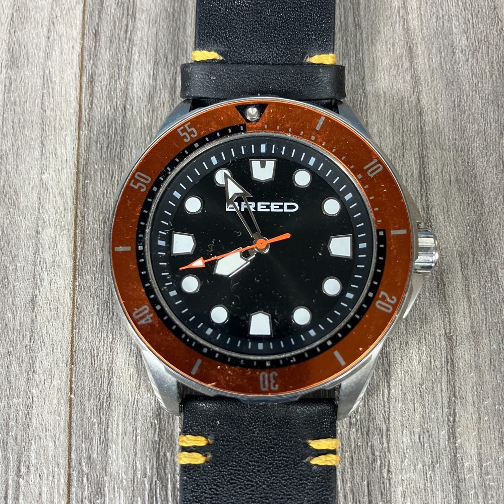 Breed Watch Colton BRD9408 Black Leather‎ Strap